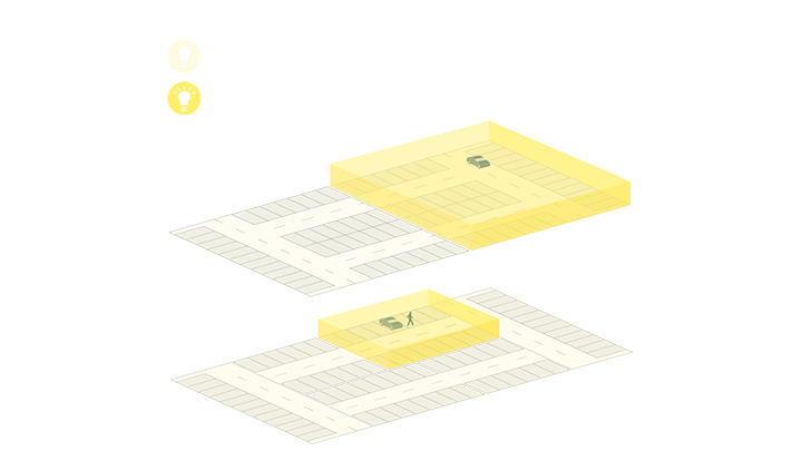 GreenParking de Philips Lighting: utiliza un mando a distancia para configurar diversas zonas de regulación en la iluminación de tu aparcamiento.